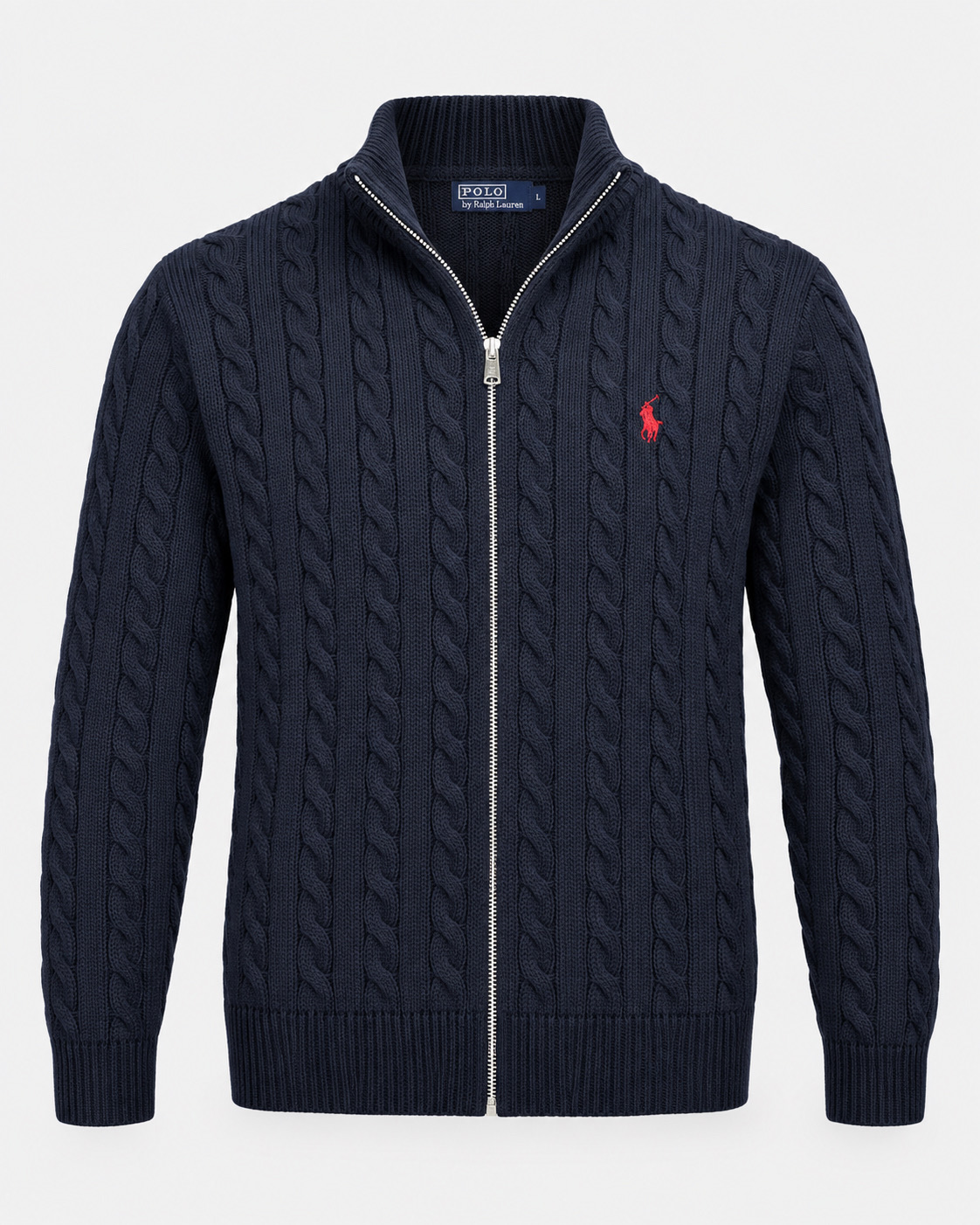 Polo Zipper cable knit NAVY BLUE
