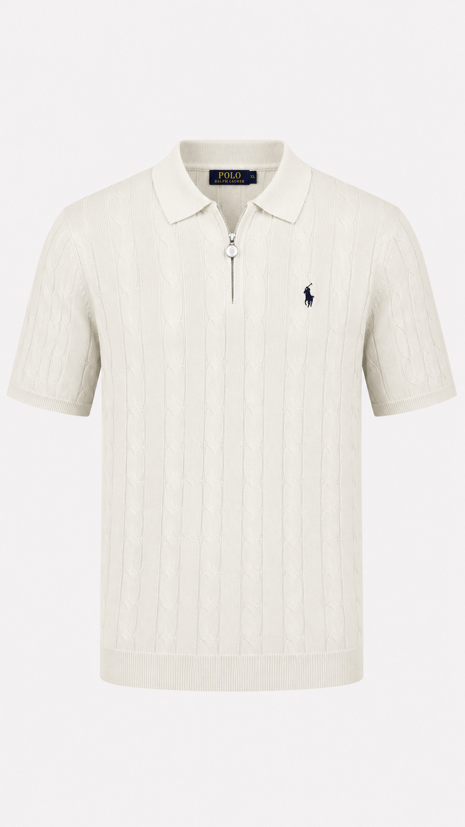Ivory ZIPUP CableKNIT-Polo